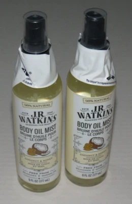 g5 Lote de 2 JR Watkins Aceite Corporal Hidratante Natural Bruma, Coco y Miel Foto 1 de 2