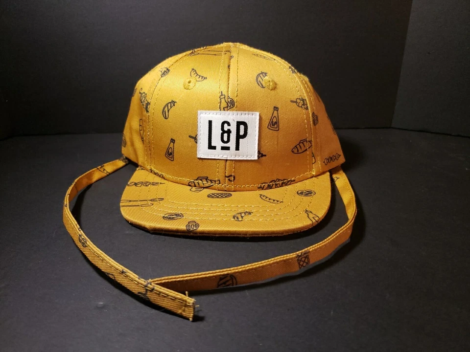 Bebé L&P Ropa 0-6M Tot Sombrero Gorra Ajustable 'BBQ Fever' Ala Plana Dorada Logo L&P Foto 1 de 4