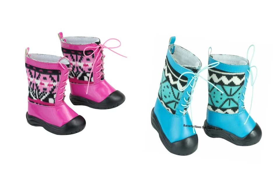 Botas de invierno de punto con cordones con estampado Ikat de 18 pulgadas para niñas y muñecas Foto 1 de 1