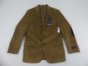Stafford Sport Coat Mens 44 Reg Brown Wheat Corduroy Stretch Elbow Patches