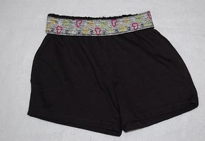 Girls Shorts BLACK Fold Down Top HEARTS Stars PEACE  XS 4-5 Bobbie Brooks KNIT - Picture 1 of 1