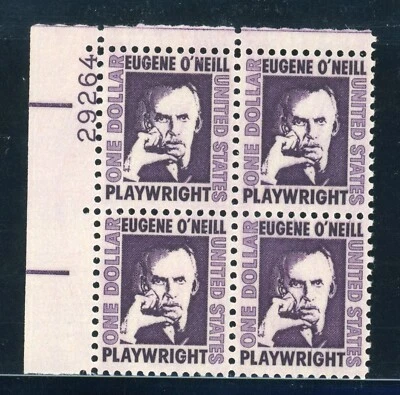 US Stamp #1294 Eugene O'Neill $1 - Plate Block of 4 - MNH - CV $10.00 - Image 1 of 2