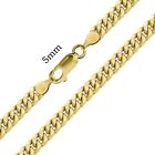 10K Yellow Gold Hollow Miami Cuban Link Chain 5Mm Necklace 18" Inch Men Women