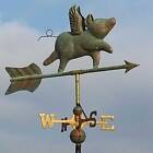 Flying pig weathervane - Handcrafted pure copper genuine verdigris weather vane