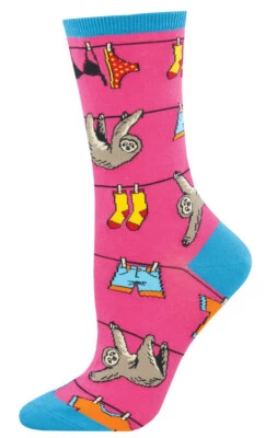 Meias femininas Socksmith – Sloth on A Line rosa tamanho AU 5-10.5 WNC1591 - Imagem 1 de 3