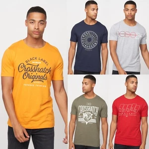 Camiseta Crosshatch para Hombre Mangas Cortas Cuello Redondo Informal Suave Algodón Prenda para el torso de Verano - Imagen 1 de 26