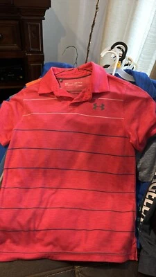 Under Armour Youth Medium Pink Short Sleeve Polo Shirt Loose Fit Heat Gear - Image 1 of 3
