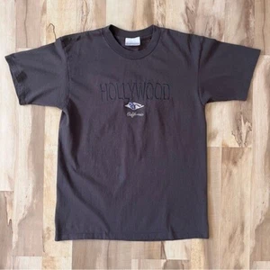 Vintage Hollywood California T-shirt Men's Large Brown Tourist Tee Film Reel - Picture 1 of 12
