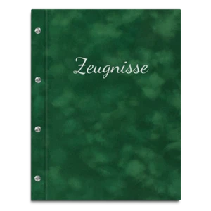 Zeugnismappe mit Samtoberfläche, versch. Farben, inkl. Prägeschrift in silber - Picture 1 of 17