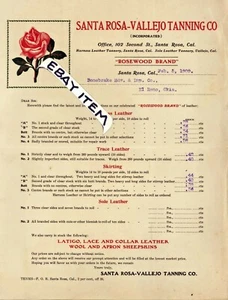 1909 SANTA ROSA VALLEJO BRONCEADO EMPRESA California MEMBRETE curtiduría de cuero - Imagen 1 de 1