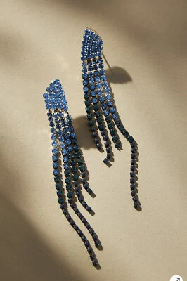 Pendientes Anthropologie Cristal Asimétrico Azul  Foto 1 de 2