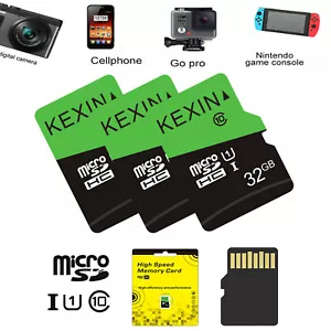 3Pack 32GB Micro SD TF Card SDHC Class 10 Flash Memory Card For Phone Camera