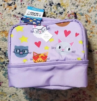 Fit & Fresh Cartoon Cat Pattern Insulated Lunch Bag - Brand New - Image 1 of 4