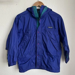 Vintage PATAGONIA Jacket Kids 8 Years Blue All Terrain Jacket II 90s Hooded Coat - Picture 1 of 14