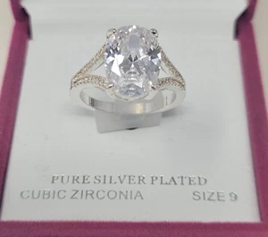 Funkelnder Allure rein versilberter Zirkonia Ring Größe 9 neu in Box - Bild 1 von 10