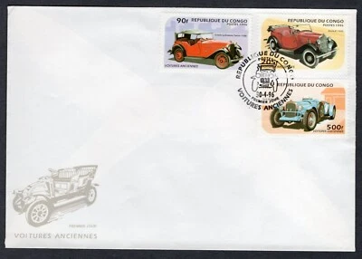 ANTIQUE AUTOMOBILES OLD CARS TRANSPORT 1996 CONGO 2 FDC - Image 1 of 2