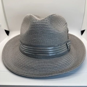 Stacy Adam’s XL Fedora Kingston Tenth Street Bow Feather Silver/Grey Missing Pin - Picture 1 of 9
