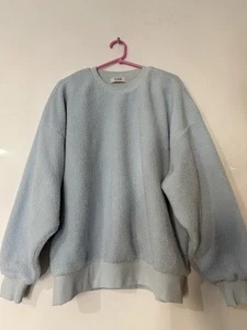 COS Light Blue Teddy Fleece Oversized Sweatshirt Jumper Uk L 14 16 18 Unisex - Picture 1 of 15