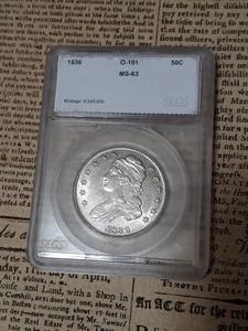 1836 Capped Bust Half Dollar - SEGS Sixty Three! - Picture 1 of 4