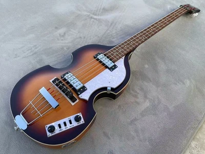 30" HI-BB Electric Violin Bass Guitar ignition Semi-Hollowbody Flame Maple Back - Image 1 of 4