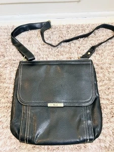 Relic by Fossil Oh Happy Day Crossbody Handbag Purse Black Pebbled Faux Leather - Picture 1 of 13
