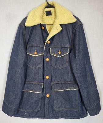 Abrigo de Colección Sears Roebuck Denim Tareas Chaqueta Para Hombre 44R Sherpa Forrado Camionero Años 70 Foto 1 de 4