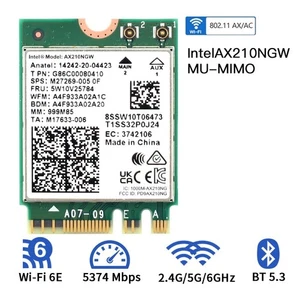 Intel AX210NGW M.2 2230 2.4Gbps 802.11Ax Wifi 6E Bluetooth 5.3 Card FV-AX210NG - Afbeelding 1 van 6