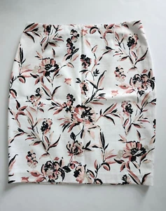 White House Black Market Floral Pencil Skirt Size 12 Ecru White Lined - Picture 1 of 9