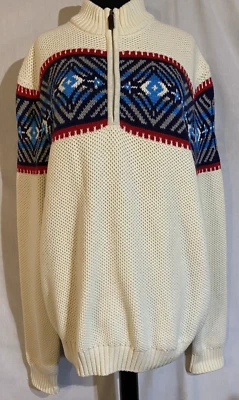 Suéter Nórdico Izod Para Hombres 1/4 Cremallera Pullover Crema Isla Justa Algodón Talla XL Foto 1 de 4