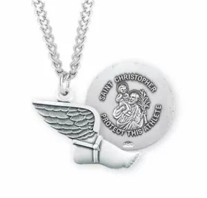 St. Christopher Track Sterling Silver Medal Necklace - Picture 1 of 3