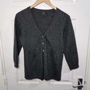 F&F Cardigan UK 14 Grey 100% Cashmere Jumper V Neck 3/4 Sleeve Tesco - Picture 1 of 12