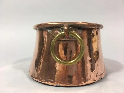 Très ancien CHAUDRON à 2 anses anneaux dinanderie CUIVRE jaune 18° - Photo 1/4