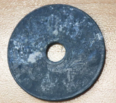 1941 French Indo China 1 Cent Zinc WWII - Image 1 of 2