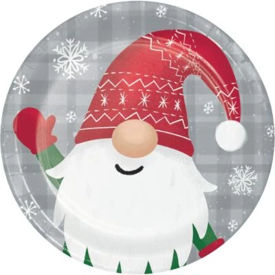 Holiday Gnomes 8 Ct 7" Dessert, Cake Plates Christmas - Image 1 of 2