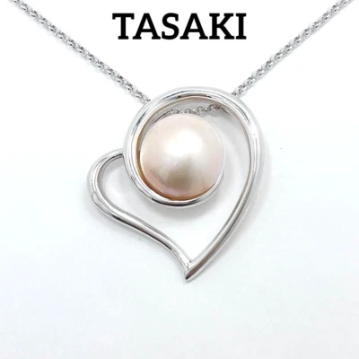 TASAKI JAPAN 14mm Grande Mabe Collana di Perle Ciondolo Argento Tasaki Vintage - Immagine 1 di 4