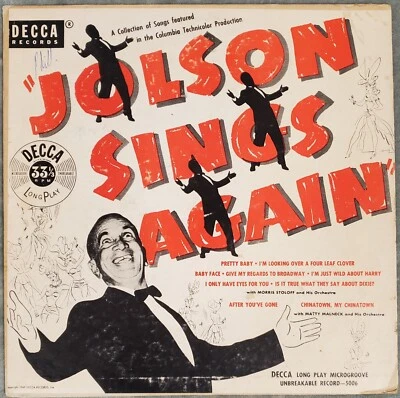 Jolson Sings Again - Decca  Microgroove Records 1949 - 10" - 33 1/3 RPM EX/VG Foto 1 de 4