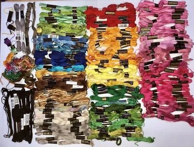 Embroidery Floss Thread Lot Of 124 Skeins Assorted Colors Cross Stitch New Old - Image 1 of 4