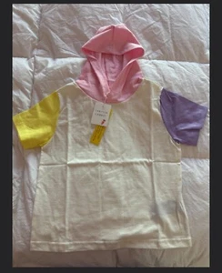 Kids Girls Cute Printed Pullover Shirt Short Sleeve Hooded Sweatshirt Top SZ 4 - Picture 1 of 1