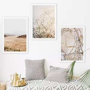 Carteles de arte botánico de pared estampados beige sala de estar dormitorio fotos decoración del hogar - Imagen 1 de 20