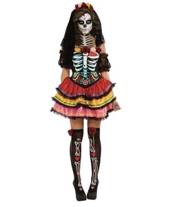 Adult Day Of The Dead Seniora Costume Size L Halloween Brand New - Picture 1 of 5