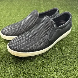 Ecco Soft 7 Black Woven Leather Loafers Spikeless Golf Sz 11-11.5US/42 EU - Picture 1 of 10