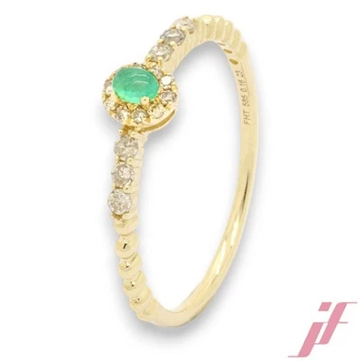 Ring 585 Gelbgold mit Smaragd ca.0,10 ct  & Diamanten ca.0,16 ct ca. 1,20 g W56 - Bild 1 von 4