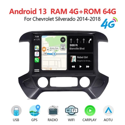 Android 13 Für Chevrolet Silverado GMC Sierra 2014-19 Carplay Autoradio GPS NAVI - Image 1 of 4