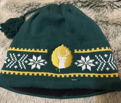  Deer Valley Ski Resort Green Knit Beanie Partially Lined Under Armour Vintage - Image 1 of 4
