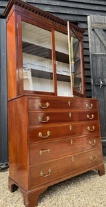 Substantial Victorian Mahogany Glazed Bookcase Display Cabinet - Picture 1 of 24