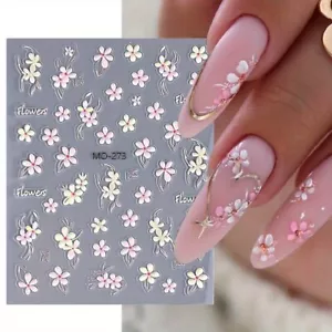 Nail Art Stickers Decals Spring Summer Flowers Floral Daisy Daisies Fern (MO273) - Picture 1 of 3