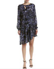 NWT Parker Blue Long Sleeve Asymmetrical Lined Floral Wrap Dress Size S 