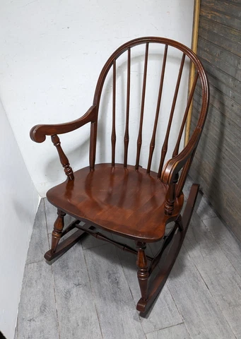 Vintage Tell City Chair Company Mahogany Wood Rocking Chair Rocker Cover