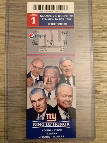 2016 New York Giants Official NFL Mint Season Ticket Stub - pick any game! Cover