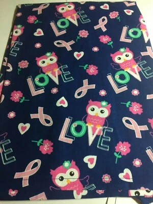 SCRUB TOP SIZES: XS, S, M OWL PINK RIBBON BC NWT NURSE MEDICAL CNA VET TECH - Image 1 of 4